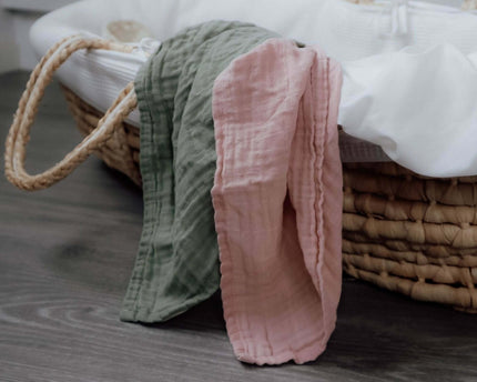 Bio Musselin Stoffwindeln  2er-Pack-Ein Blatt, ein Solid - My Comfy Nest