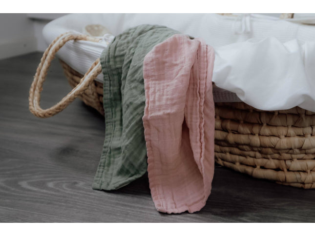 2er-Pack Bio-Musselin-Stoffwindeln-Ein Blatt, ein Solid - My Comfy Nest