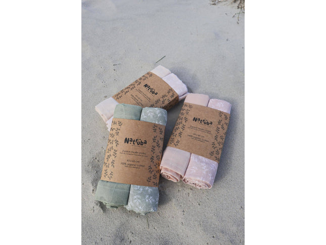 2er-Pack Bio-Musselin-Stoffwindeln-Ein Blatt, ein Solid - My Comfy Nest