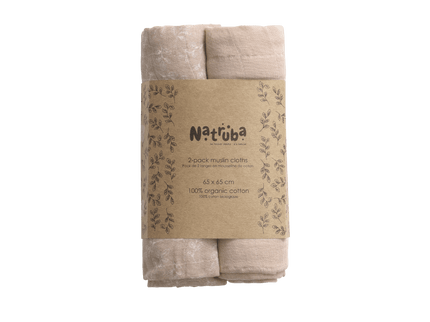 2er-Pack Bio-Musselin-Stoffwindeln-Ein Blatt, ein Solid - My Comfy Nest