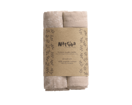 Bio Musselin Stoffwindeln  2er-Pack-Ein Blatt, ein Solid - My Comfy Nest