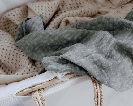 Bio Musselin Stoffwindeln  2er-Pack-Ein Blatt, ein Solid - My Comfy Nest