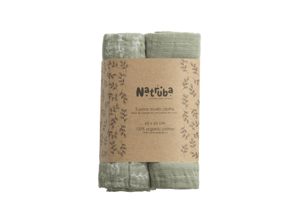 2er-Pack Bio-Musselin-Stoffwindeln-Ein Blatt, ein Solid - My Comfy Nest