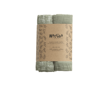 Bio Musselin Stoffwindeln  2er-Pack-Ein Blatt, ein Solid - My Comfy Nest