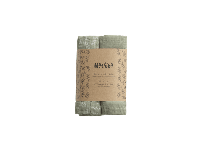 2er-Pack Bio-Musselin-Stoffwindeln-Ein Blatt, ein Solid - My Comfy Nest