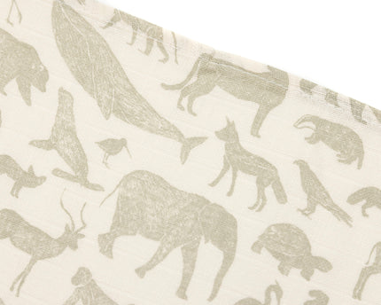 Muslin burp cloths, Hydrophil 70x70cm, Animals - Nougat - 3 pieces