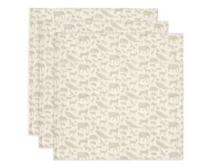 Muslin burp cloths, Hydrophil 70x70cm, Animals - Nougat - 3 pieces