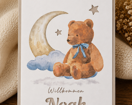 Personalisierte Baby Geschenkbox mit Avery Row Rassel & Natruba Beißring | Geschenk zur Geburt