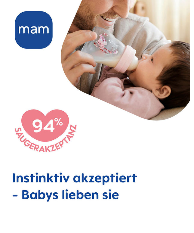MAM Feel Good Glass Bottle matt 170 ml girl