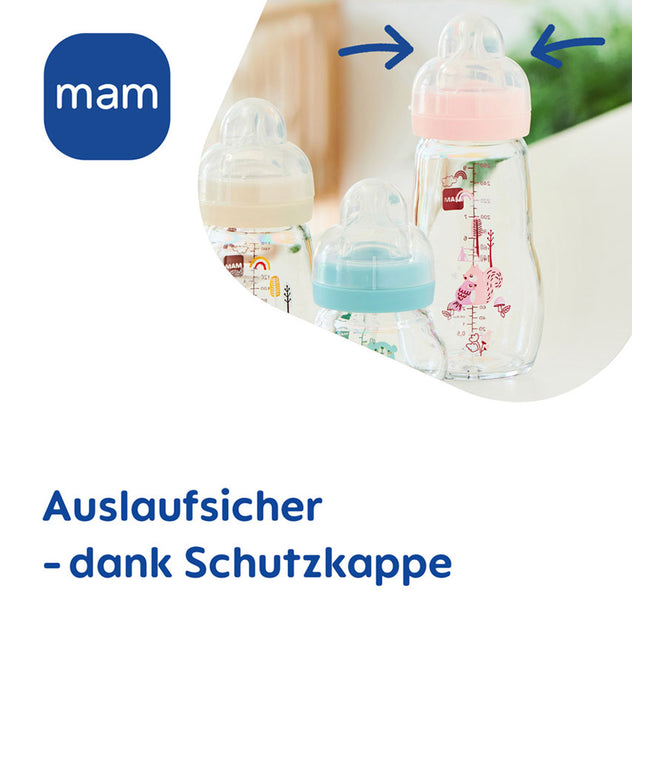 MAM Feel Good Glass Bottle matt 260 ml girl