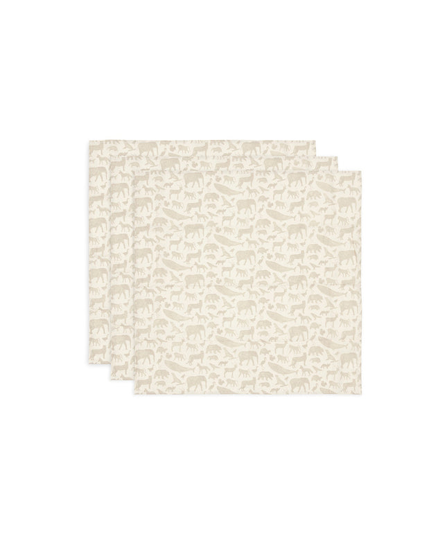 Spucktuch Hydrophil 70x70cm Animals - Nougat - 3 Stück