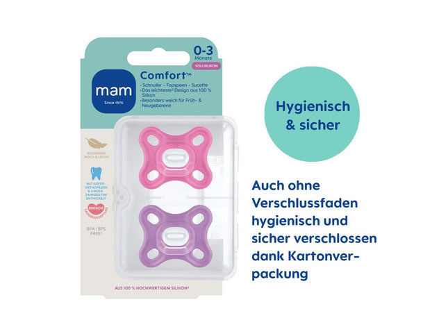 MAM Comfort Silikon 0-3 DP pink - My Comfy Nest